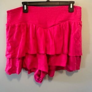 Pink faux skirt shorts